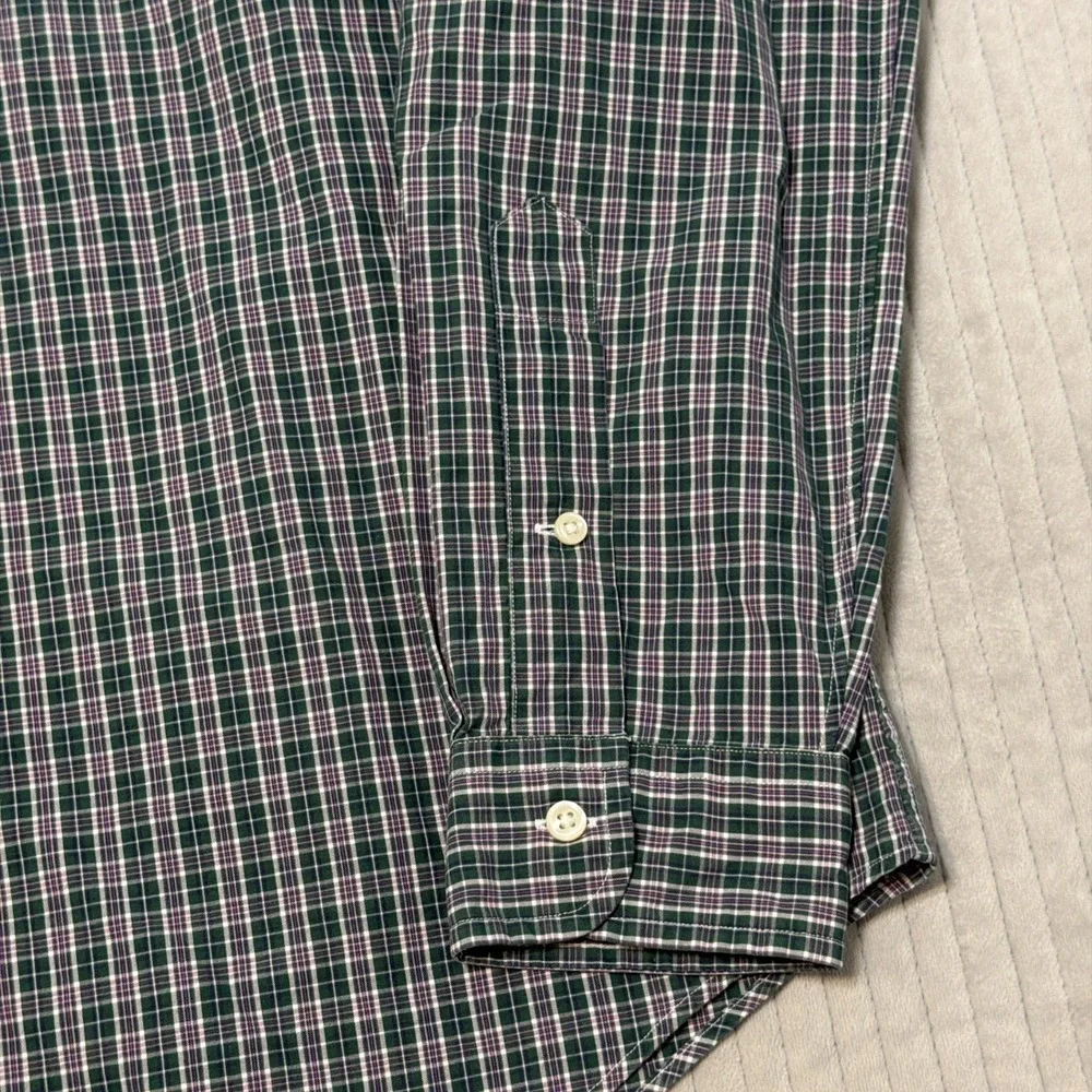Polo Ralph Lauren Shirt Mens Medium Green Blue Plaid Classic Fit Button Down